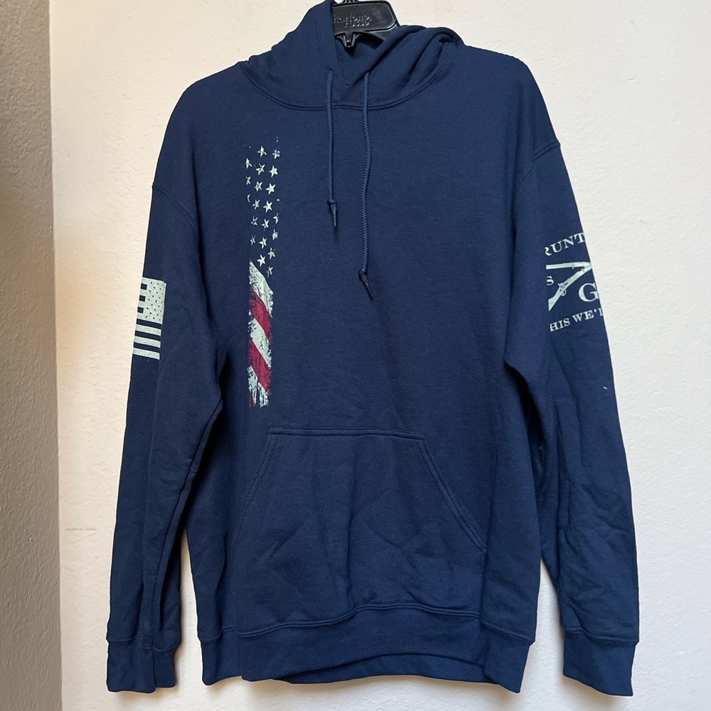 Grunt Style True Colors Flag Hoodie-Navy. Medium. New Without Tag.